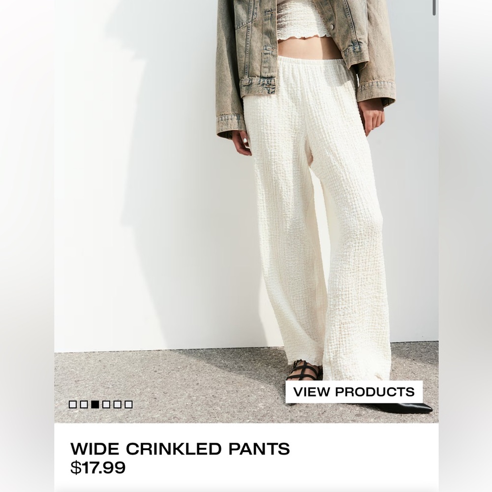 H&M Cream Textured Short-Sleeve Crop Top - Picture 2 of 3